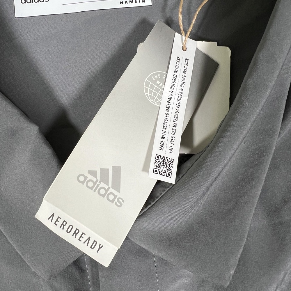 Adidas Shirt Mens 2XL Gray Full Button Shirt Vented Performance Stretch Logo NWT - Picture 10 of 15